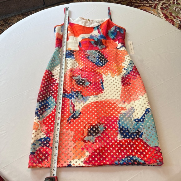 Trina Turk Julietta Floral Laser-Cut Sheath Dress Spaghetti Strap Sz12 - Picture 12 of 16